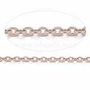 Ion Plating(IP) 304 Stainless Steel Cable Chains, Soldered, with Spool, Flat Oval, Rose Gold, 1.5x1.2x0.3mm, about 65.61 Feet(20m)/roll(CHS-E004-01RG)