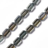 Electroplate Glass Beads Strands, Pearl Luster Plated, Rectangle, Dark Slate Gray, 9.5x6~6.5x3.5mm, Hole: 1mm, about 68pcs/strand, 25.59''(65cm)(EGLA-L042-PL03)