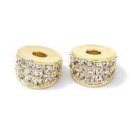 Rack Plating Brass Pave Clear Cubic Zirconia Beads, Long-Lasting Plated, Lead Free & Cadmium Free, Column, Real 18K Gold Plated, 6.5x4mm, Hole: 1.8mm(KK-M282-37G)