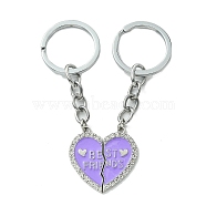 Alloy Enamel Keychain, with Alloy Rings, Dark Violet, 8.5cm(KEYC-YW00011-03)