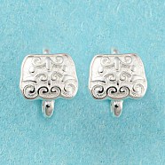 Brass Earring Hooks, Ear Wire with Loops, Cadmium Free & Lead Free, 925 Sterling Silver Plated, 10x8mm, Hole: 1.5mm(KK-M257-17S)