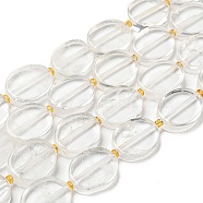 Natural Quartz Crystal Beads Strands, Rock Crystal Beads with Seed Beads, Flat Oval, 18x14~14.5x5~6mm, Hole: 1.2mm, about 18pcs/strand, 15.20~15.28 inch(38.6~38.8cm)(G-G072-C03-01)