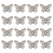 40Pcs Tibetan Style Alloy Beads, Butterfly, Antique Silver, 14x18x5mm, Hole: 1.5mm(FIND-GO0001-65)