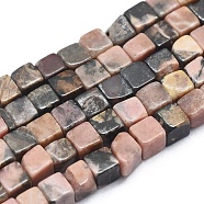 Natural Rhodonite Beads Strands, Cube, 2x2x2mm, Hole: 0.5mm, about 184pcs/strand, 15.35 inch(39cm)(G-A177-03-01)