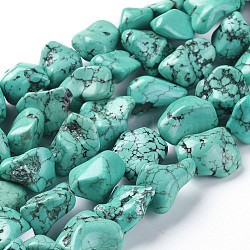 Natural Magnesite Beads Strands, Dyed, Nuggets, 15~25x6~18mm, Hole: 1mm, about 10.6 inch(27cm)(TURQ-G152-D01)