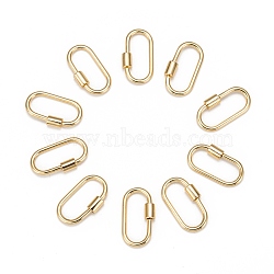 Brass Screw Carabiner Lock Charms, for Necklaces Making, Oval, Golden, 25.5x14x2mm, Screw: 6.5x4.5mm(KK-T047-07G)