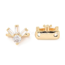 Brass Connector Charms, with Clear Glass, Oval Links, Real 18K Gold Plated, 10.5x13x7.5mm, Hole: 1.2mm(KK-F855-16G)