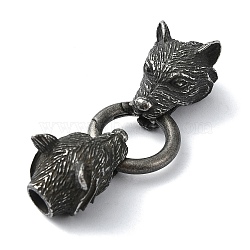 Tibetan Style 304 Stainless Steel Spring Gate Rings, Antique Silver, 51mm.(FIND-Z046-02AS-02)