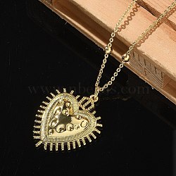 Brass Heart Pendant Necklaces for Women, Real 18K Gold Plated, 16.93 inch(43cm), Pendant: 28.5x23.5mm(NJEW-U020-02G)