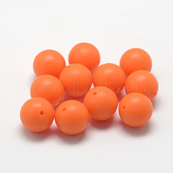 Food Grade Eco-Friendly Silicone Beads, Round, Dark Orange, 12mm, Hole: 2mm(SIL-R008B-17)