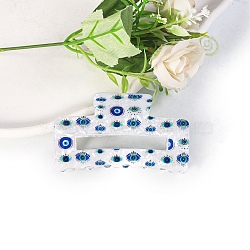 Rectangle with Evil Eye PVC Claw Hair Clips, Hair Accessories for Women & Girls, Blue, 79x47x38mm(PW-WG515C0-05)