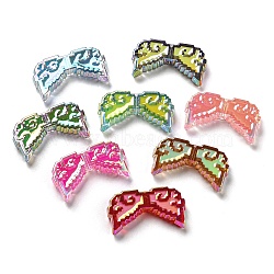 Transparent UV Plating Acrylic Beads, with Enamel, Iridescent, Wing, Mixed Color, 19x35x7mm, Hole: 2.5mm(X-OACR-H022-04)