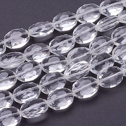 Glass Bead Strands, Crystal Bead Strands, Faceted, Oval, Clear, 16x12x7mm, Hole: 1mm, about 50pcs/strand, 31.5 inch(GLAA-R196-16x12mm-01)