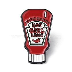 Hot Girl Chilli Sauce Enamel Pins, Black Alloy Brooches for Backpack Clothes, Red, 30.5x27.5mm(JEWB-M044-03A-EB)