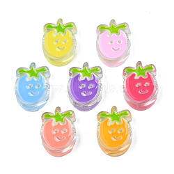 Transparent Acrylic Enamel Beads, Strawberry, Mixed Color, 25x18x8mm, Hole: 3.5mm(TACR-N012-004)