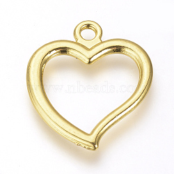 Alloy Open Back Bezel Pendants, For DIY UV Resin, Epoxy Resin, Pressed Flower Jewelry, Heart, Golden, 25x21x2mm, Hole: 2mm(PALLOY-R098-38G)