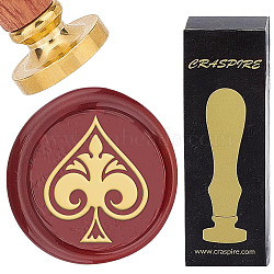 Brass Wax Seal Stamps with Rosewood Handle, for DIY Scrapbooking, Spade, 25mm(AJEW-WH0412-0222)