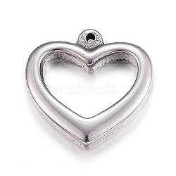 201 Stainless Steel Hollow Pendants, Heart, Antique Silver, 21x21x4mm, Hole: 1mm(STAS-F064-07P)