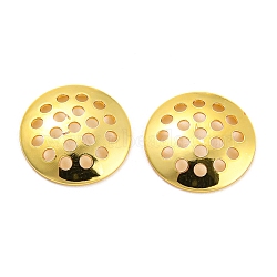 Rack Plating Finger Ring/Brooch Sieve Findings, Perforated Disc Settings, Cadmium Free & Lead Free, Long-Lasting Plated, Real 18K Gold Plated, 12x2mm, Hole: 1.2mm(KK-P240-03A-G)