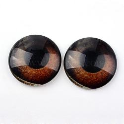 Glass Cabochons for DIY Projects, Half Round/Dome with Dragon Eye Pattern, Coconut Brown, 10x3.5mm(GGLA-L025-10mm-14)