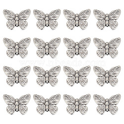 40Pcs Tibetan Style Alloy Beads, Butterfly, Antique Silver, 14x18x5mm, Hole: 1.5mm(FIND-GO0001-65)