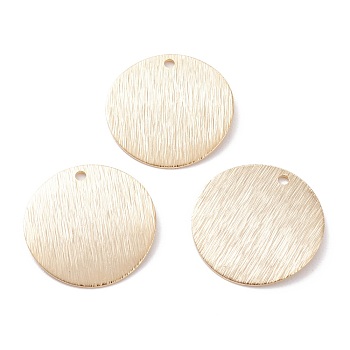 Brass Charms, Flat Round, Real 24K Gold Plated, 18x0.5mm, Hole: 1.4mm