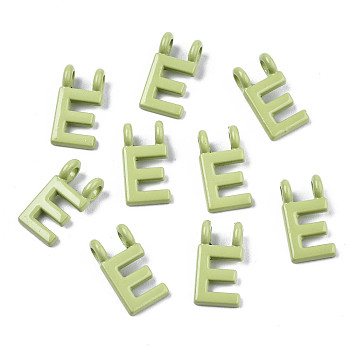 Spray Painted Alloy  2-Loop Link Pendants, Cadmium Free & Lead Free, Letter, Letter.E, 13.5x7x1.5mm, Hole: 2mm