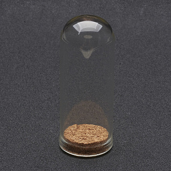 Glass Dome Cloche Cover, Bell Jar, with Cork Base, For Doll House Container, Dried Flower Display Decoration, Clear, 71.5x28mm