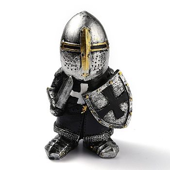 Resin Knight Guard Home Display Decorations, Antique Silver & Golden, 77x55x124mm