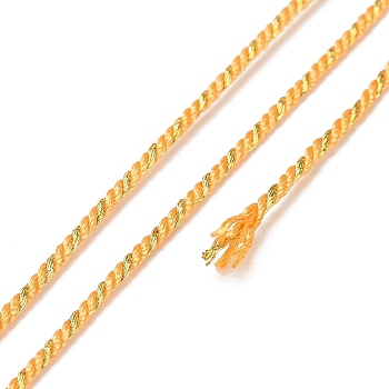 Polycotton Filigree Cord, Braided Rope, with Plastic Reel, for Wall Hanging, Crafts, Gift Wrapping, Orange, 1.2mm, about 27.34 Yards(25m)/Roll