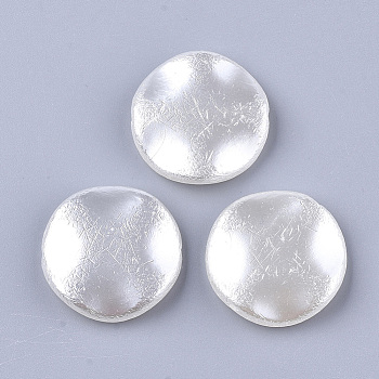 ABS Plastic Imitation Pearl Beads, Flat Round, Creamy White, 30x7mm, Hole: 2mm, about 98pcs/425g