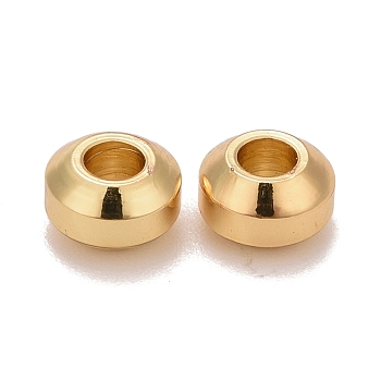 Brass Beads, Cadmium Free & Nickel Free & Lead Free, Long-Lasting Plated, Flat Round, Real 18K Gold Plated, 5x3mm, Hole: 2mm