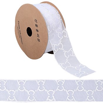 Organza Lace Ribbon, for Garment Accessories, Gift Decoration, White, 1-7/8 inch(47mm), about 10.00 Yards(9.14m)/Roll
