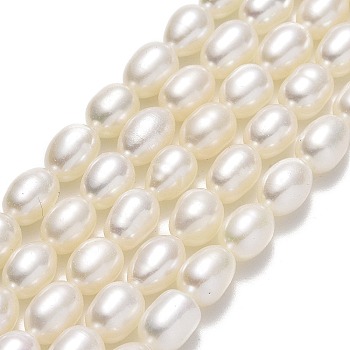 Natural Cultured Freshwater Pearl Beads Strands, Rice, Linen, 6~7.5x4.8~5.3mm, Hole: 0.5mm, about 56~57pcs/strand, 14.17~14.57''(36~37cm)