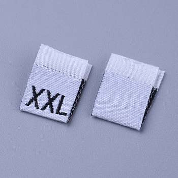 Clothing Size Labels(2XL), Garment Accessories, Size Tags, White, 18x12.5x1mm, 200pcs/bag