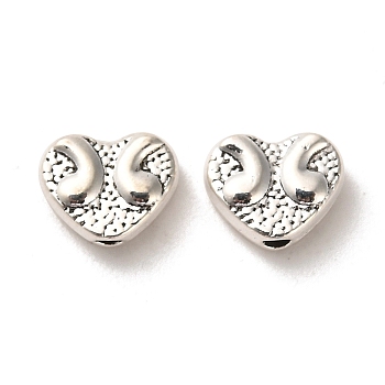 Tibetan Style Alloy Beads, Cadmium Free & Lead Free, Heart, Antique Silver, 7x9x4mm, Hole: 1.6mm, about 1162pcs/1000g