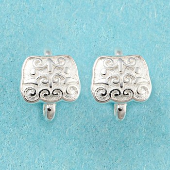 Brass Earring Hooks, Ear Wire with Loops, Cadmium Free & Lead Free, 925 Sterling Silver Plated, 10x8mm, Hole: 1.5mm