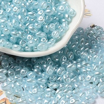 Opaque ABS Beads, Oval, Light Blue, 6x4.5x3.3mm, Hole: 1.2mm, about 14516pcs/500g