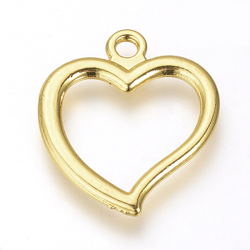 Alloy Open Back Bezel Pendants, For DIY UV Resin, Epoxy Resin, Pressed Flower Jewelry, Heart, Golden, 25x21x2mm, Hole: 2mm