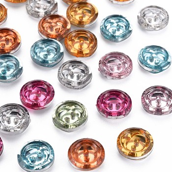 2-Hole Resin Buttons, Back Plated, Flat Round, Mixed Color, 13x4mm, Hole: 1.6mm