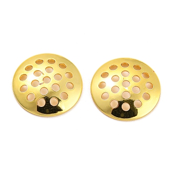 Rack Plating Finger Ring/Brooch Sieve Findings, Perforated Disc Settings, Cadmium Free & Lead Free, Long-Lasting Plated, Real 18K Gold Plated, 12x2mm, Hole: 1.2mm