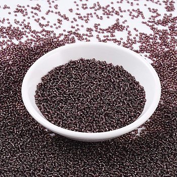 MIYUKI Round Rocailles Beads, Japanese Seed Beads, 11/0, (RR13) Silverlined Dark Smoky Amethyst, 11/0, 2x1.3mm, Hole: 0.8mm, about 5500pcs/50g