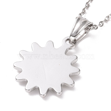 304 Stainless Steel Smiling Face Sun Pendant Necklace for Women(STAS-E154-12P)-3