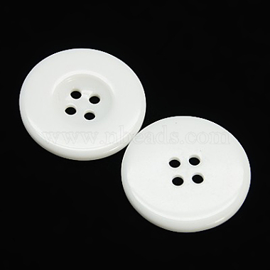20mm White Flat Round Resin 4-Hole Button