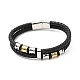 Cowhide Braided Double Layer Bracelet with 304 Stainless Steel Magnetic Clasps(BJEW-H552-03PG)-1