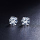 SHEGRACE Rhodium Plated 925 Sterling Silver Four Pronged Ear Studs(JE420A-01)-2