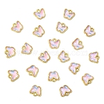20Pcs Rack Plating Alloy Glass Charms, Butterfly, Golden, Violet, 9x9.5x3.5mm, Hole: 1mm(FIND-YW0008-64A)