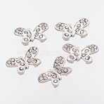Alloy Rhinestone Multi-Strand Links, Cadmium Free & Lead Free, Butterfly, Platinum, 12x21x2mm, Hole: 1mm(X-ALRI-H044)