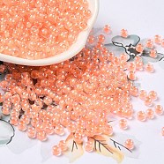 Glass Seed Beads, Inside Colours Lustered, Round, Light Salmon, 4x3mm, Hole: 1.4mm, about 7650pcs/pound(SEED-H002-L-A235)
