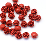 Flower Cinnabar Beads, FireBrick, 11~12x9mm, Hole: 1~2mm(X-CARL-Q003-07)